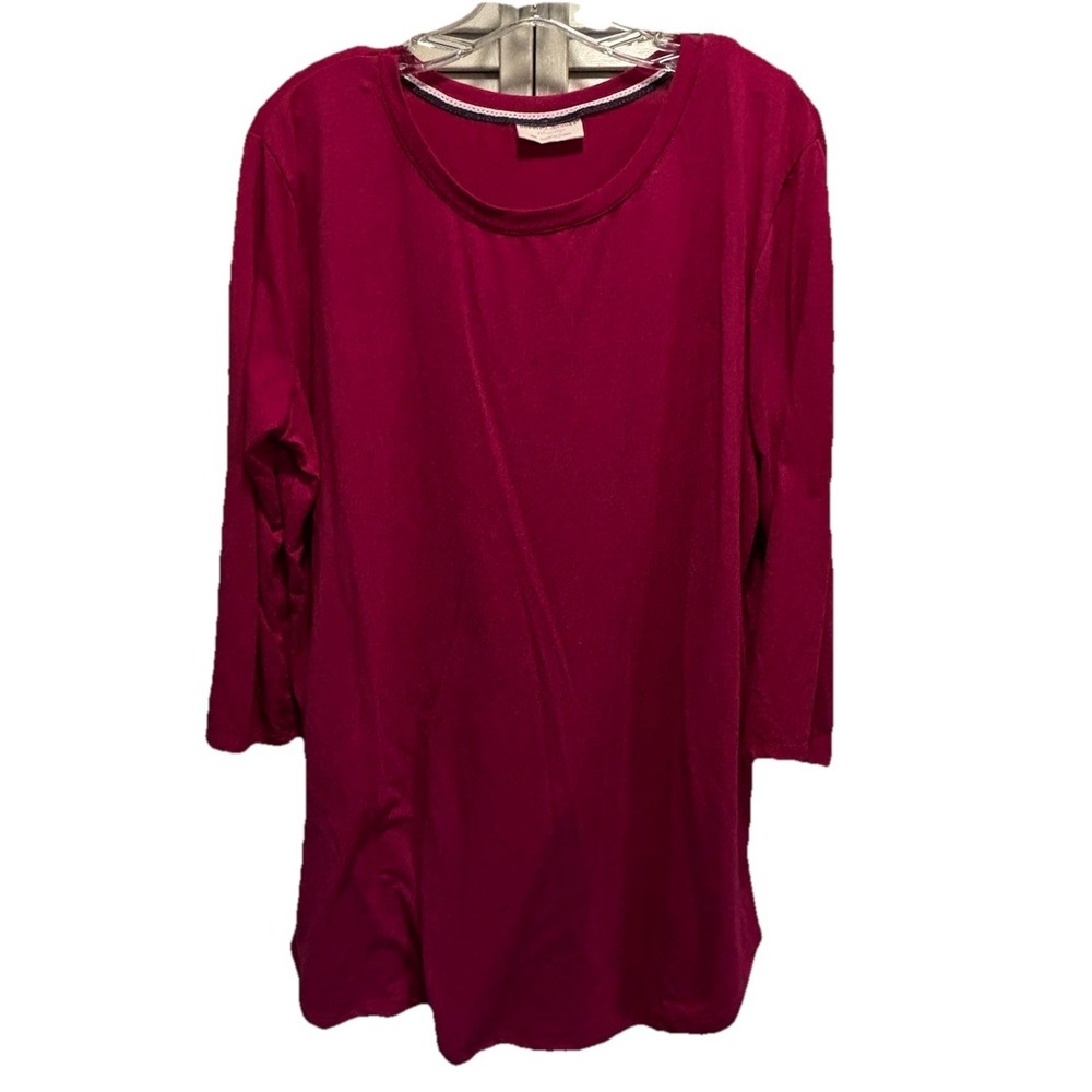 Bobbie Brooks Fuchsia Long Sleeve Top Size 3XL Round Neck Boho Flowy Lightweight